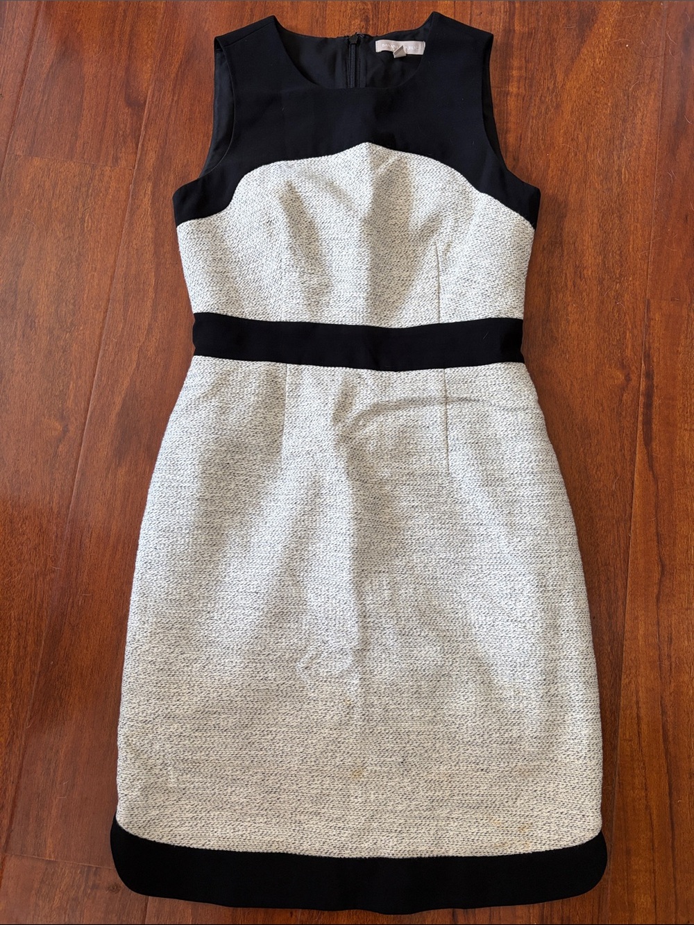 Banana Republic Black and Ivory Textured Sheath Midi Dress